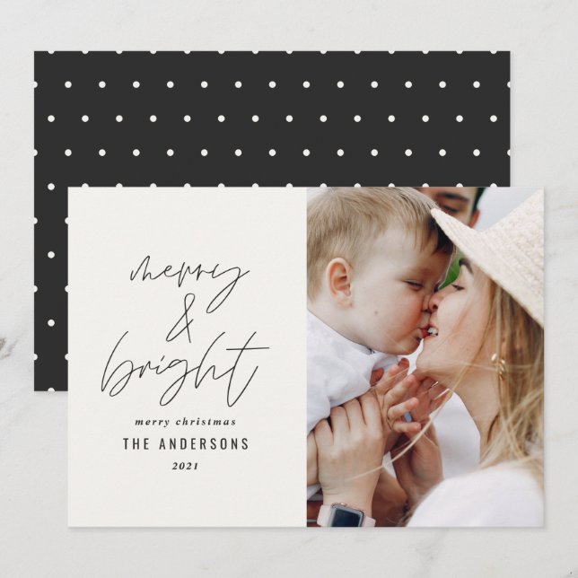 Feliz de fotos do script moderno 1 e Natal brilhan (Frente/Verso)