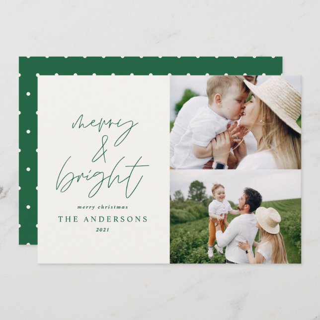 Feliz de fotos do script moderno 1 e Natal brilhan (Frente/Verso)