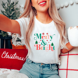 Feliz de Natal moderna e camiseta brilhante