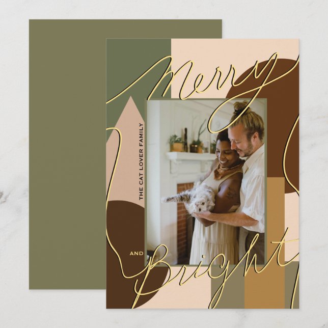 Feliz de Natal Moderno Brilhante Tons da Terra (Frente/Verso)