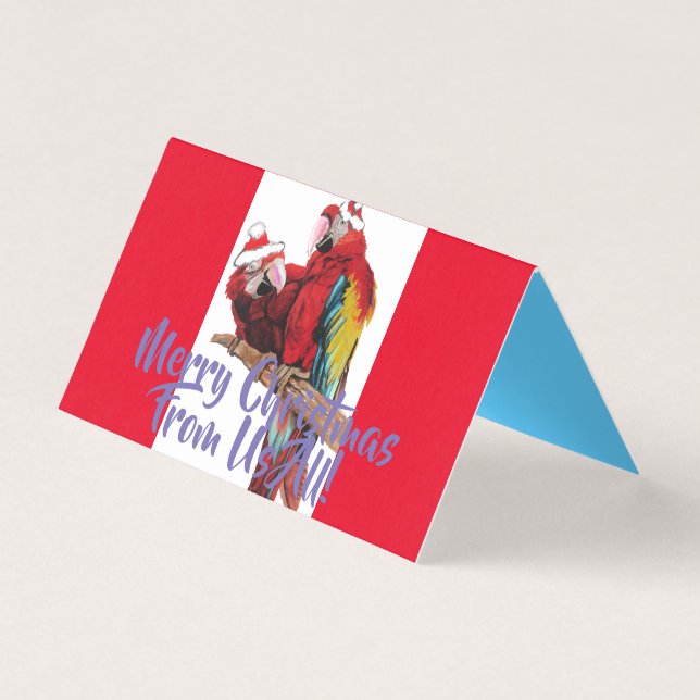 Feliz de Papagaio Vermelho do Cartão de Natal dos  (Frente)