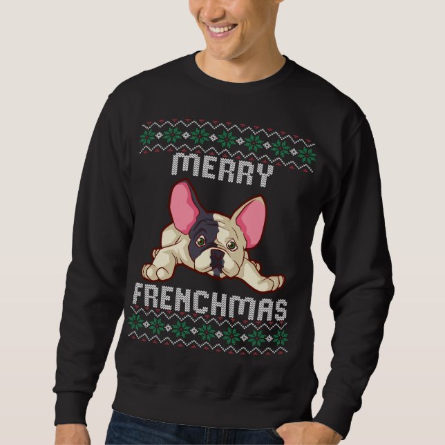 Feliz de suéter de Natal feio Touro francês (Frente)