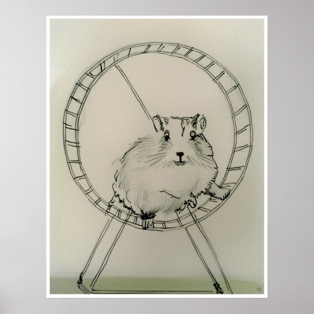 Feliz Desenho de Hamster - Impressão de Arte (Frente)