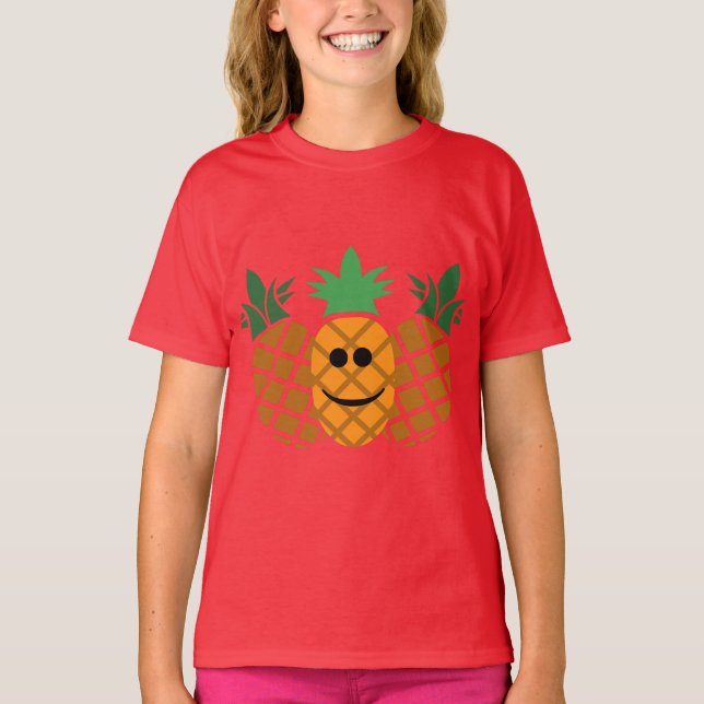 Feliz Design de abacaxi - Camiseta Básica para Men (Frente)