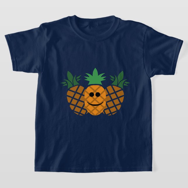 Feliz Design de abacaxi - Camiseta Básica para Men (Postura )