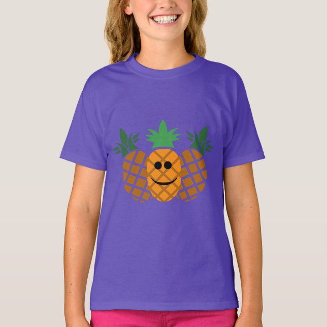 Feliz Design de abacaxi - Camiseta Básica para Men (Frente)