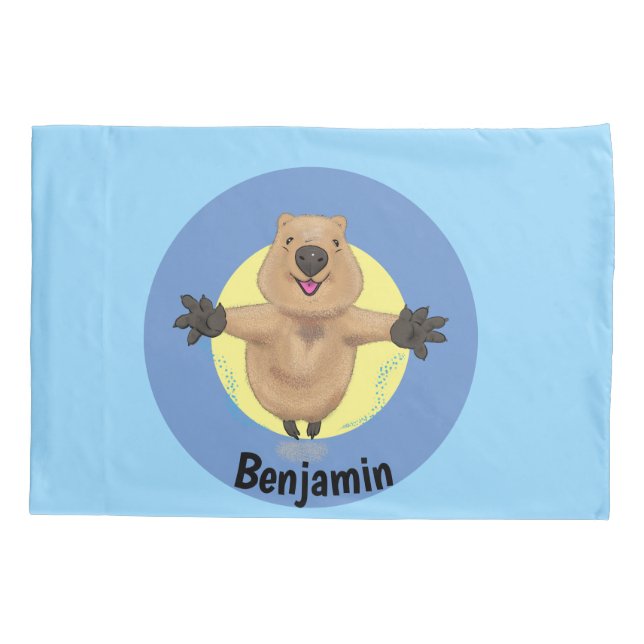 Feliz design de desenho de quokka (Verso)