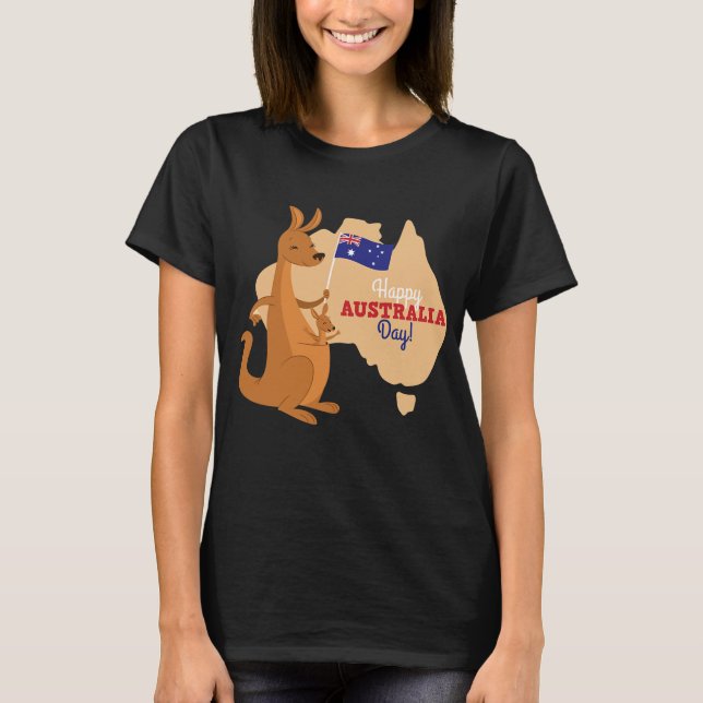 Feliz Dia da Austrália Camiseta Engraçada Kangaroo (Frente)