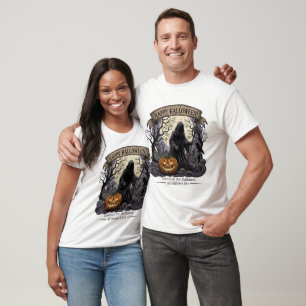 Feliz Dia das Bruxas" Camisetas Mestiças
