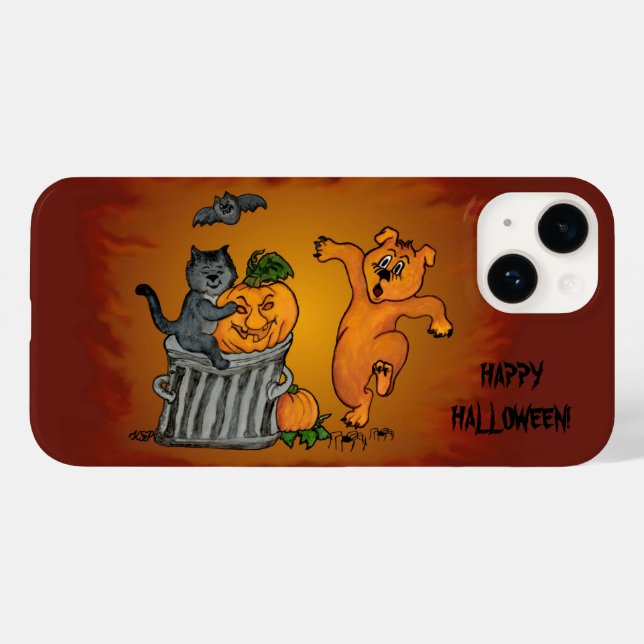 Feliz Dia das Bruxas! Cão de Bat Cat e Aranha (Verso (horizontal))