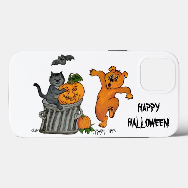 Feliz Dia das Bruxas! Cão de Bat Cat e Aranha (Verso (horizontal))