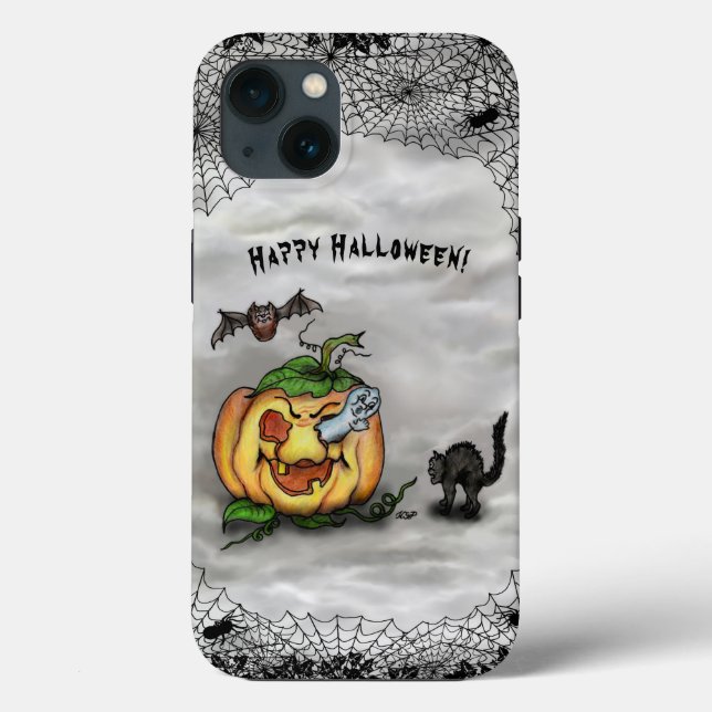 Feliz Dia das Bruxas com Ghost Cat Bat Pumpkin (Verso)