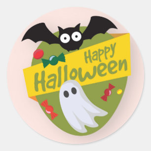 Feliz Dia das Bruxas e Fantasma Selo do adesivo