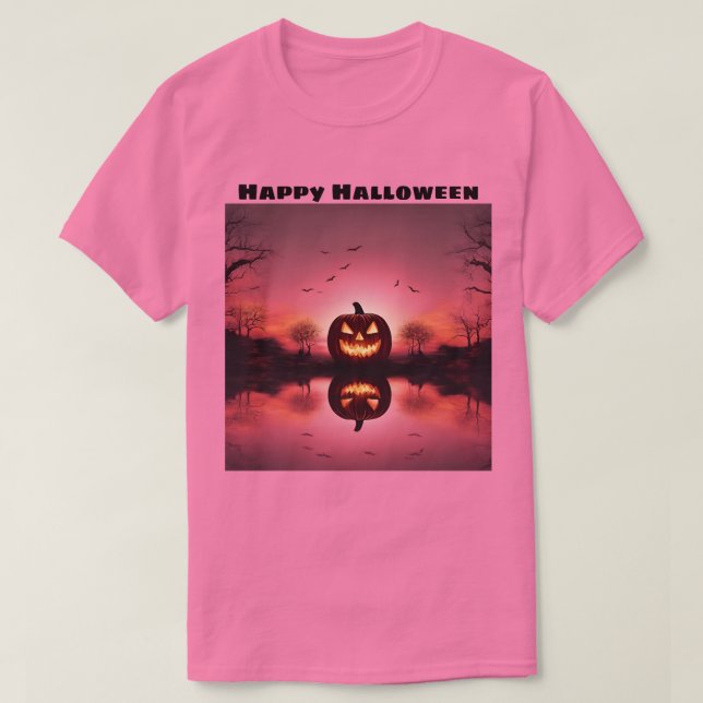 Feliz Dia das Bruxas Jack O Lantern Sunset T-Shirt (Frente do Design)