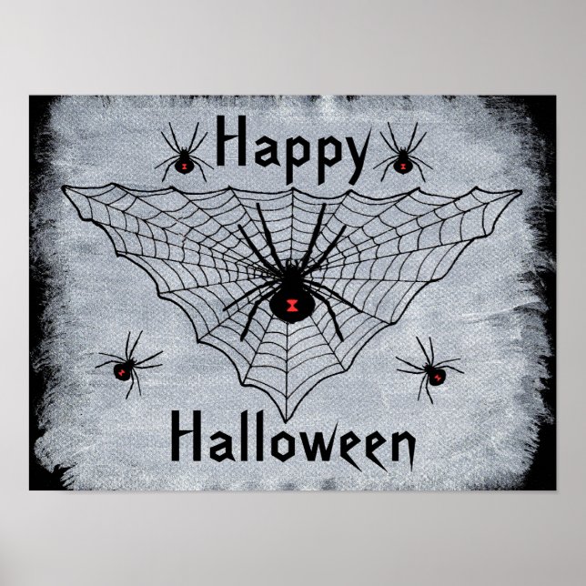 Feliz Dia das Bruxas Poster de Teia de Aranha Viúv (Frente)