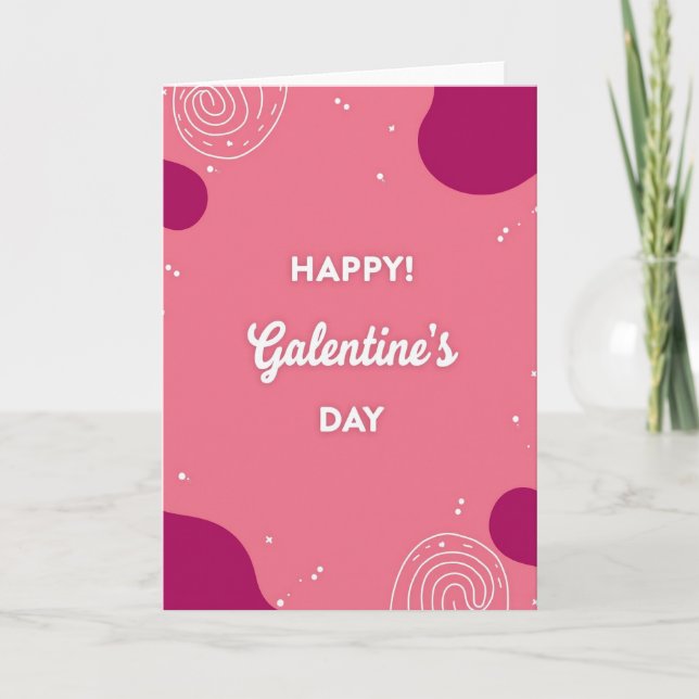 Feliz Dia das Galentinas Doodle Cartão Matte (Frente)