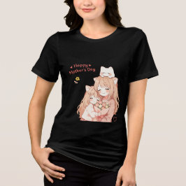 Feliz Dia das Mães – Camiseta Gato Fofo e Flores