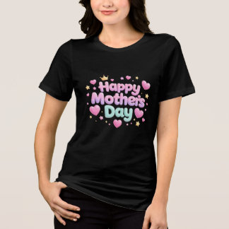 Feliz Dia das Mães Camiseta Letra Bolha Fofa