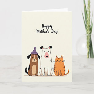 Feliz Dia das Mães Cartão de Animais
