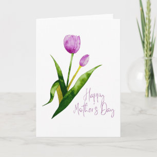 Feliz Dia das Mães Cartão Floral de Aquarela