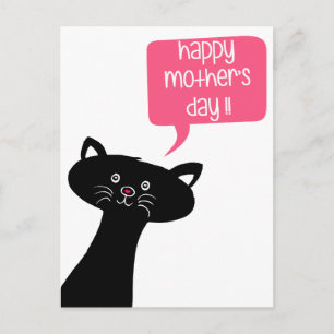 Feliz Dia das Mães - Cartão Postal Gatinho Preto F