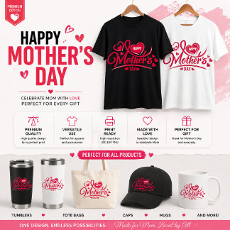 Feliz Dia das Mães Floral Heart Camiseta Design 