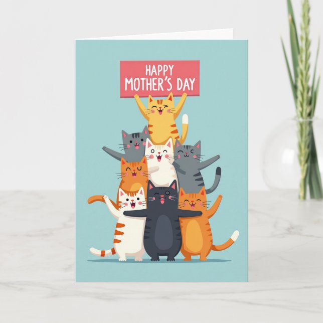Feliz Dia das Mães Gatos Cartão (Frente)