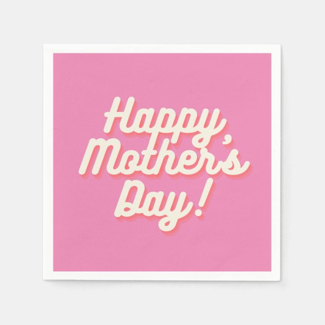 Feliz Dia das Mães Guardanapos Rosa  (Frente)