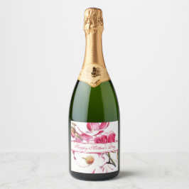 Feliz Dia das Mães Rosa caligrafia floral