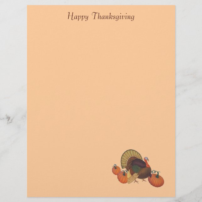 Feliz Dia de Ação de Graças com a Turquia Letterhe (Frente)
