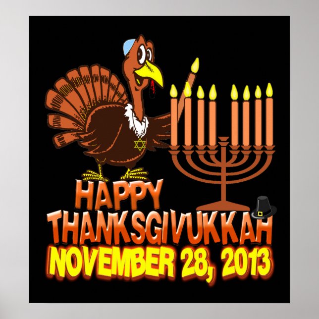 Feliz Dia de Ação de Graças de Hanukkah Poster (Frente)