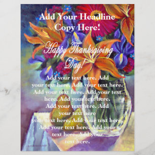 Feliz Dia de Ação de Graças Flores e Folhetos de P