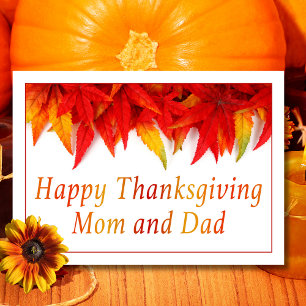 Feliz Dia de Ação de Graças Mamãe e Papai Cartão d
