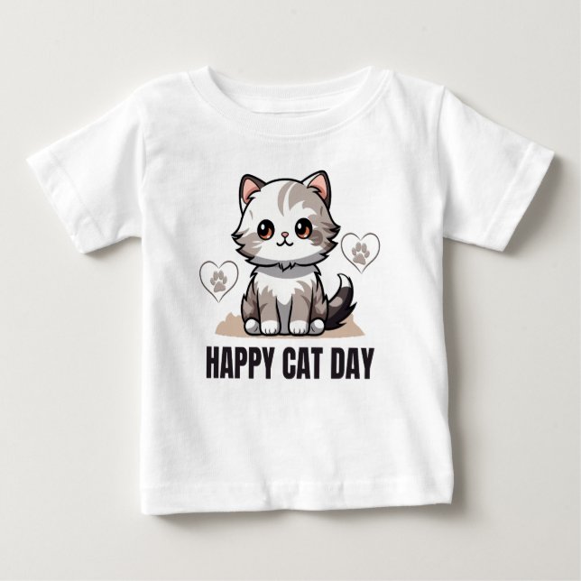 Feliz dia de gato, bebê T-Shirt (Frente)