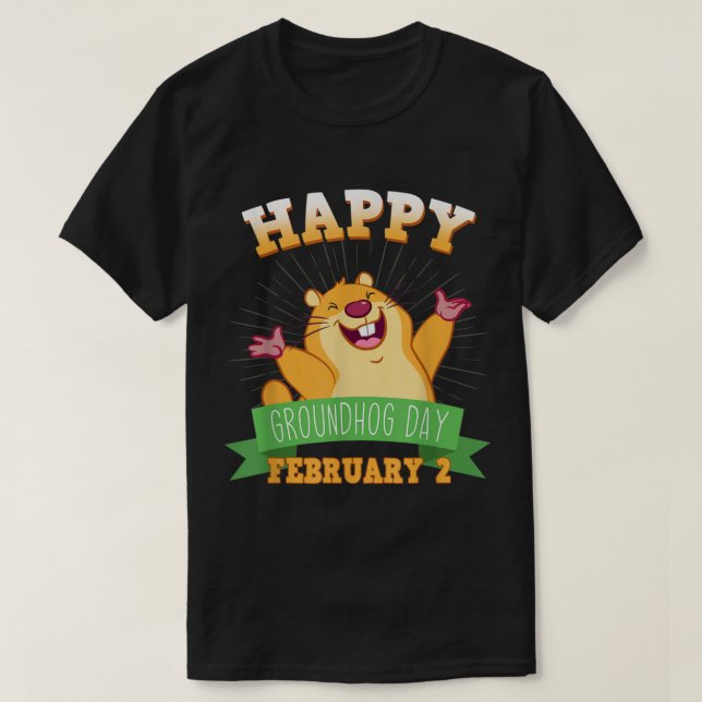 Feliz Dia de Marmota Longa Camisa De Capa Feita Fe (Frente do Design)
