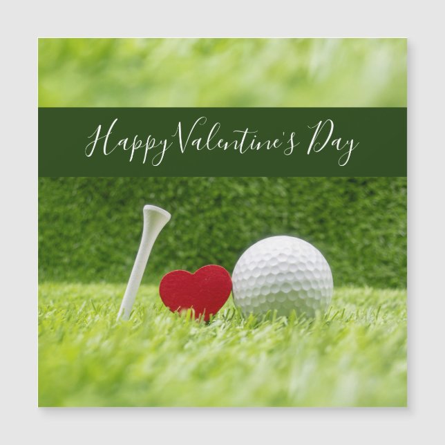 Feliz Dia de os namorados de golfe com amor e bola (Frente)