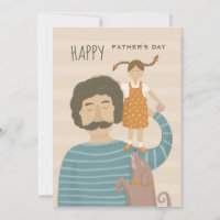 Feliz dia de os pais. Filha pai e cachorro engraça