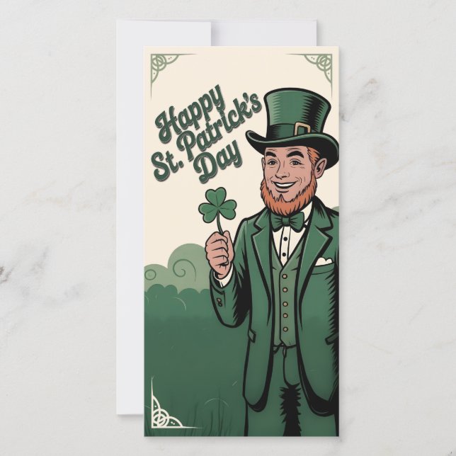 Feliz Dia de São Patrício Leprechaun Vintage (Frente)