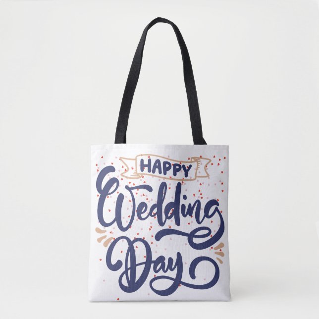 Feliz Dia do Casamento Tote Bag - Presente Românti (Frente)
