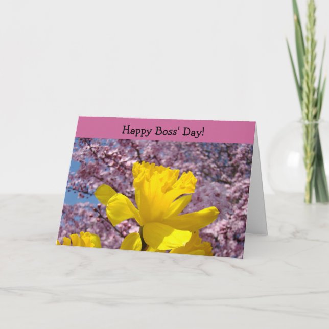 Feliz Dia do Chefe! Cartões Chefe Obrigado Daffodi (Frente)