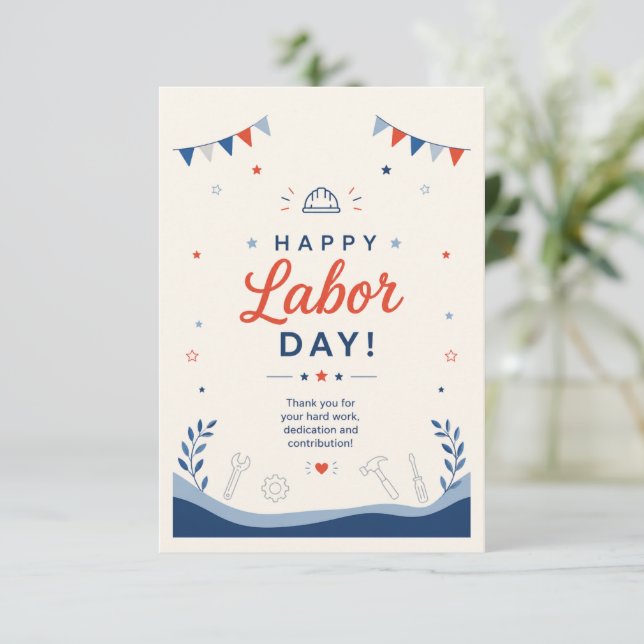 Feliz Dia do Trabalho Agradecimento Obrigado  (Em pé/Frente)