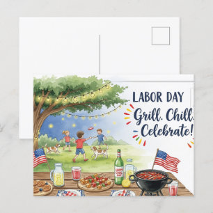 Feliz Dia do Trabalho com cartão postal da bandeir