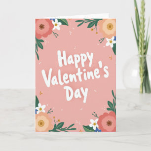 Feliz Dia dos Namorados Cartão Floral Rosa