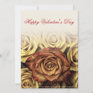 Feliz dia dos namorados com buquê de rosas amarela