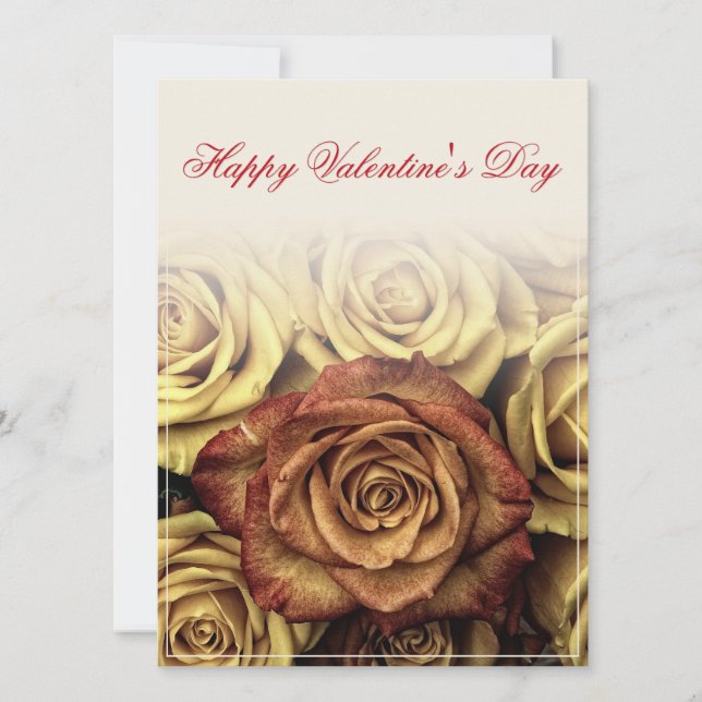 Feliz dia dos namorados com buquê de rosas amarela (Frente)