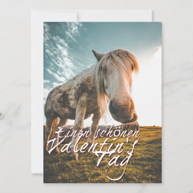 Feliz dia dos namorados com cavalo olhando (Frente)