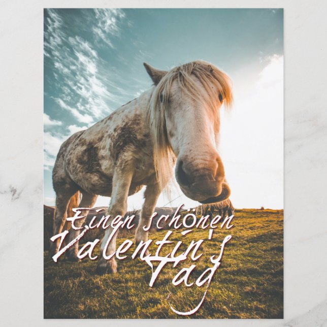 Feliz dia dos namorados com cavalo olhando (Frente)