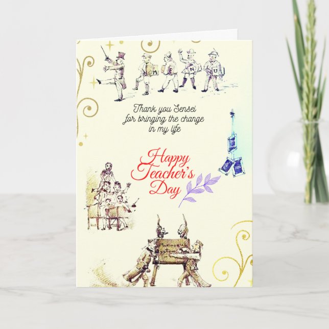 Feliz Dia dos Professores (Festivos) - Cartão de S (Frente)