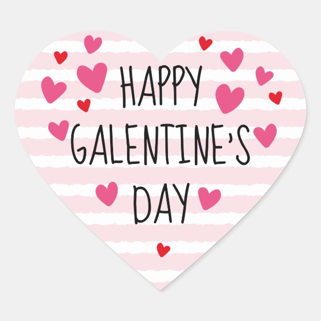 Feliz Dia Galentine Corações Adesivos (Frente)