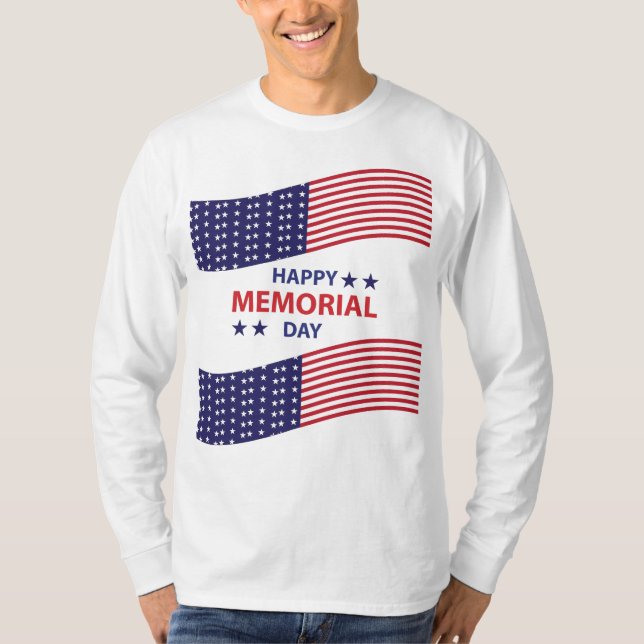 Feliz Dia Memorial Longa Folga T-Shirt (Frente)